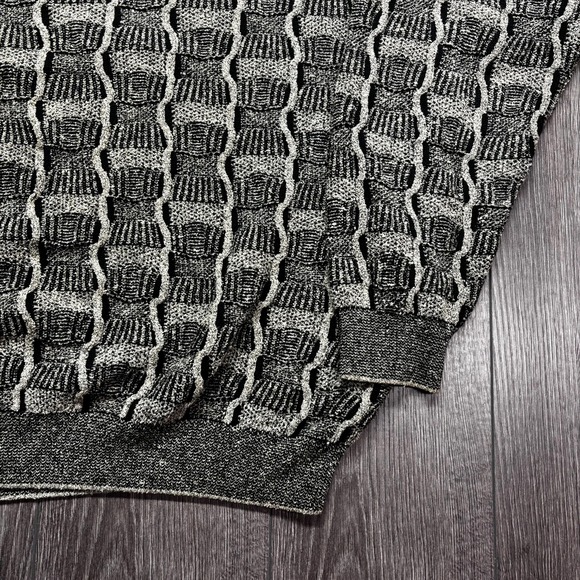 Vintage‎ Grey 1980s Knit Sweater Geometric 3d Knit XL Cottage Core Grandma - Picture 3 of 7